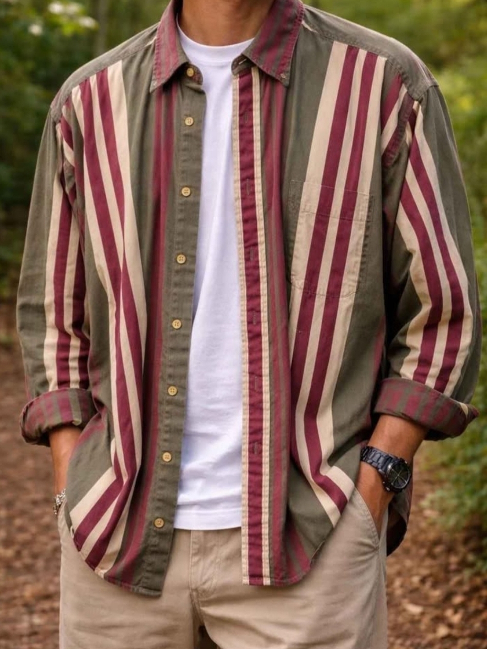 Vintage Tommy Hilfiger Shirt XL Stripe Button Up Crest Logo 90s Colorblock...